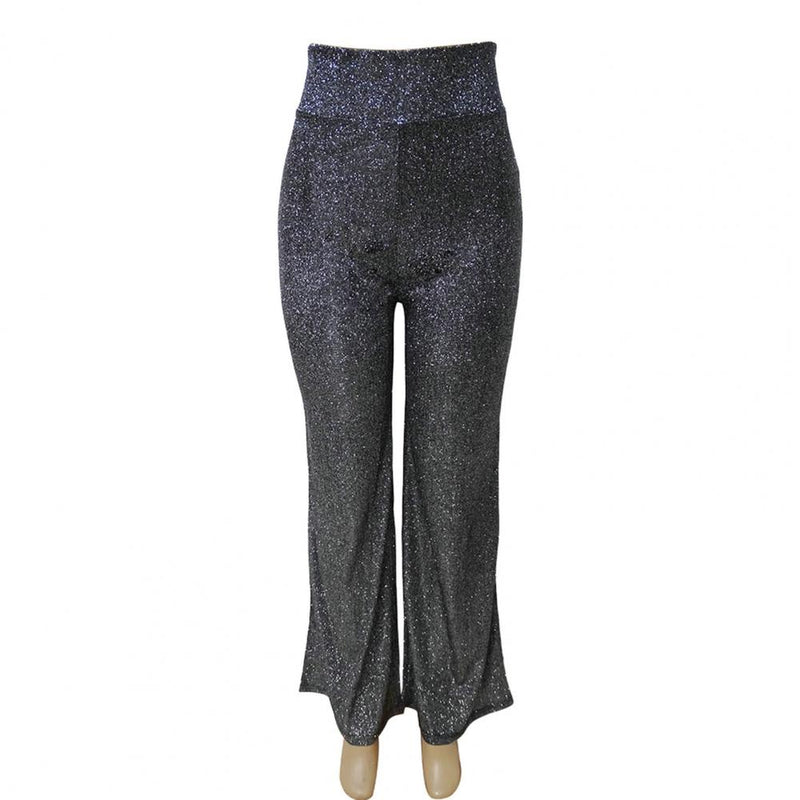 Sparkling Women Pants Shiny Solid High Waist Spring Temperament Loose Straight Wide Leg Trousers Female Clothes