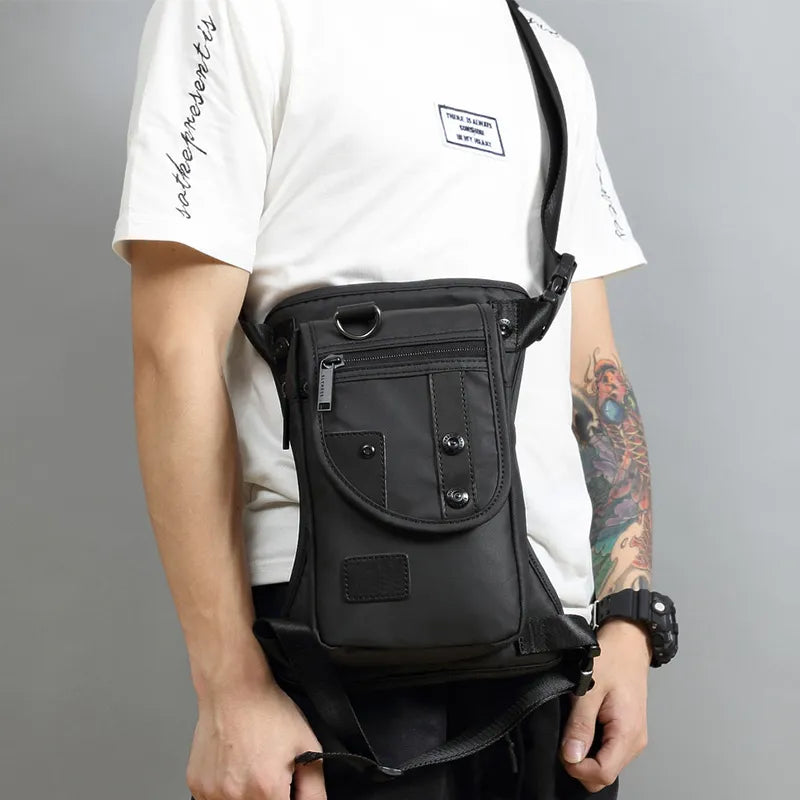 Men Waist Fanny Pack Drop Leg Thigh Bag Motorcycle Rider Nylon Canvas Military/Assault Male Cross Body Hip Belt Bum Bags