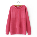 Hooded Pullover Sweater Womens Autumn Winter Casual Clothing Long Sleeve Knitted Jumpers