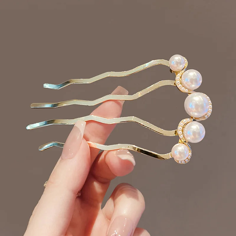 Hair Stick Women Elegant Simple Pearl Hair Clip Pins Hairpin Headwear Hair Accessories Gifts