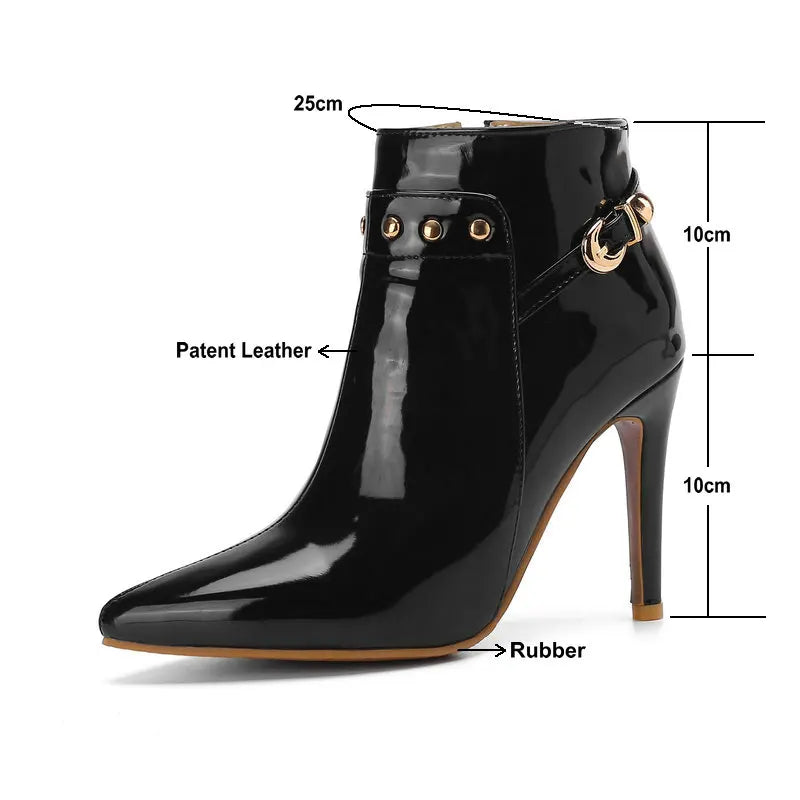 Boots Women High Heels Autumn Winter Men Booties Patent Leather