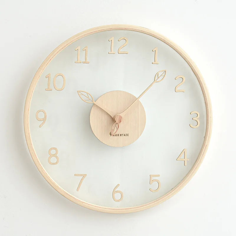 Nordic Creative Decoration Clock Solid Wood Wall Light Luxury Hanging Decor