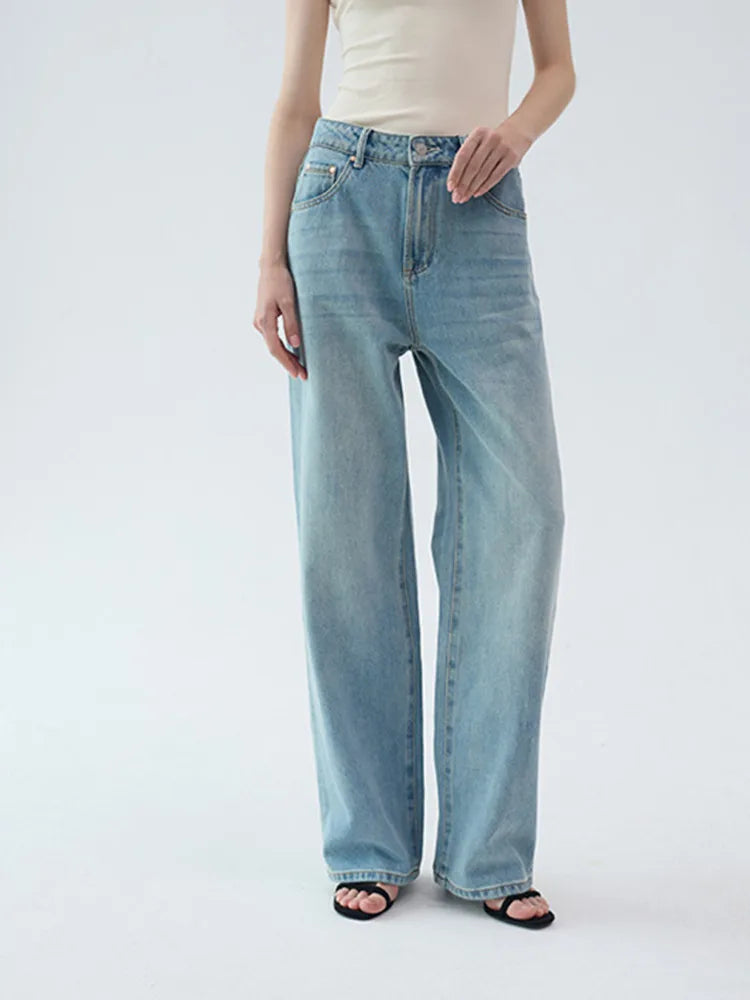 Women Wide Leg Jeans Spring Casual Female Straight Loose Denim Long Pants