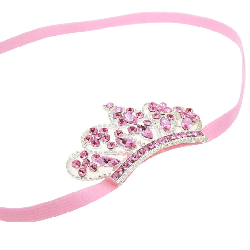 Crown Diamond Headband Hair Accessories Baby Girls Headwear Little Princess Rhinestone Nylon Headwrap