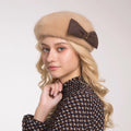 Wool Bow Berets For Women Ladies Autumn Winter Elegant French Artist Hat