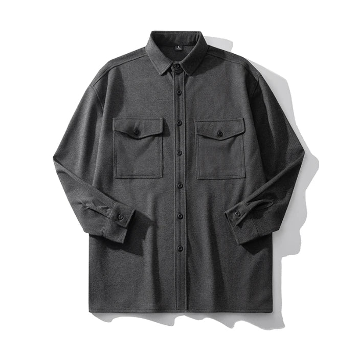 Men's Woolen Shirts with Chest Pocket Spring Casual Shirt Jacket Man Outerwear Clothing