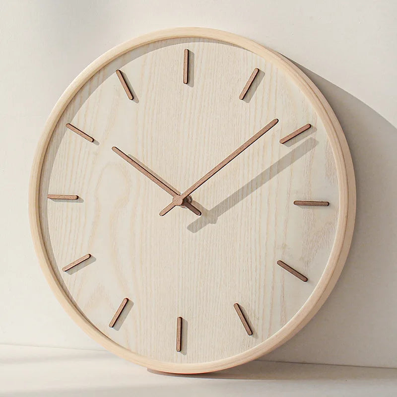 Household mute wall clock living room bedroom simple modern wall watch wooden