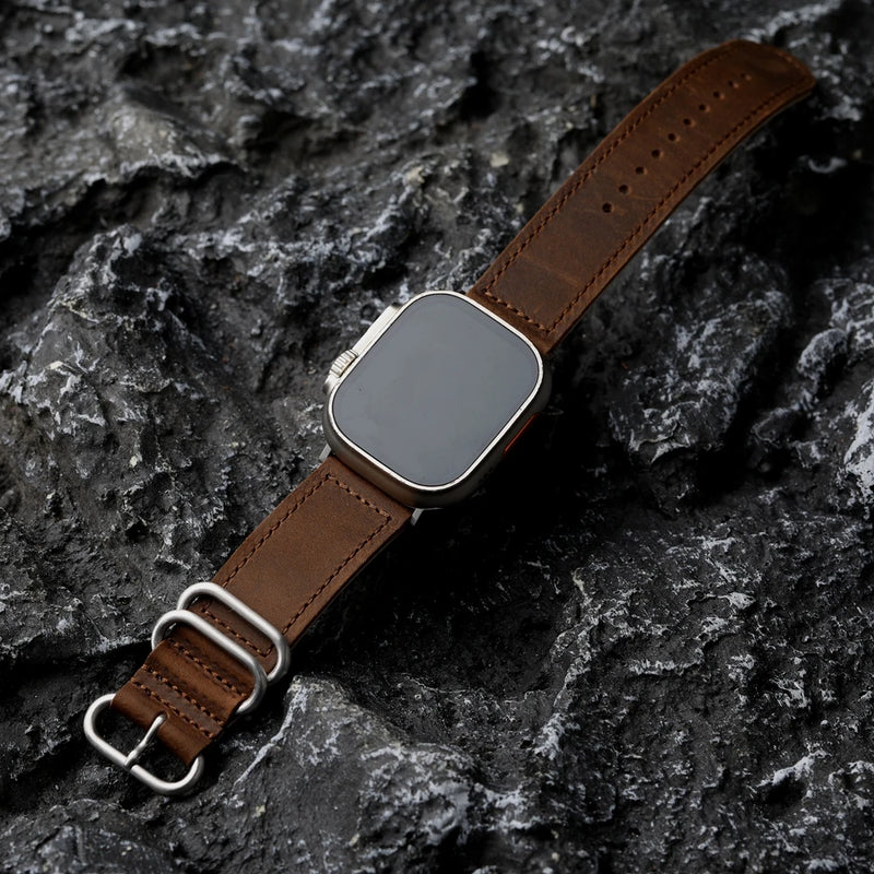 Handmade Retro Watchband For Apple Watch Leather Strap Men