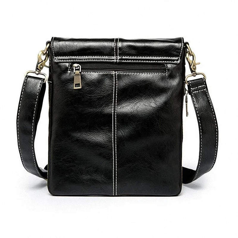 Leather Casual Bag Men's Handbag Crossbody Shoulder Messenger Bag Zipper Pack For Travel