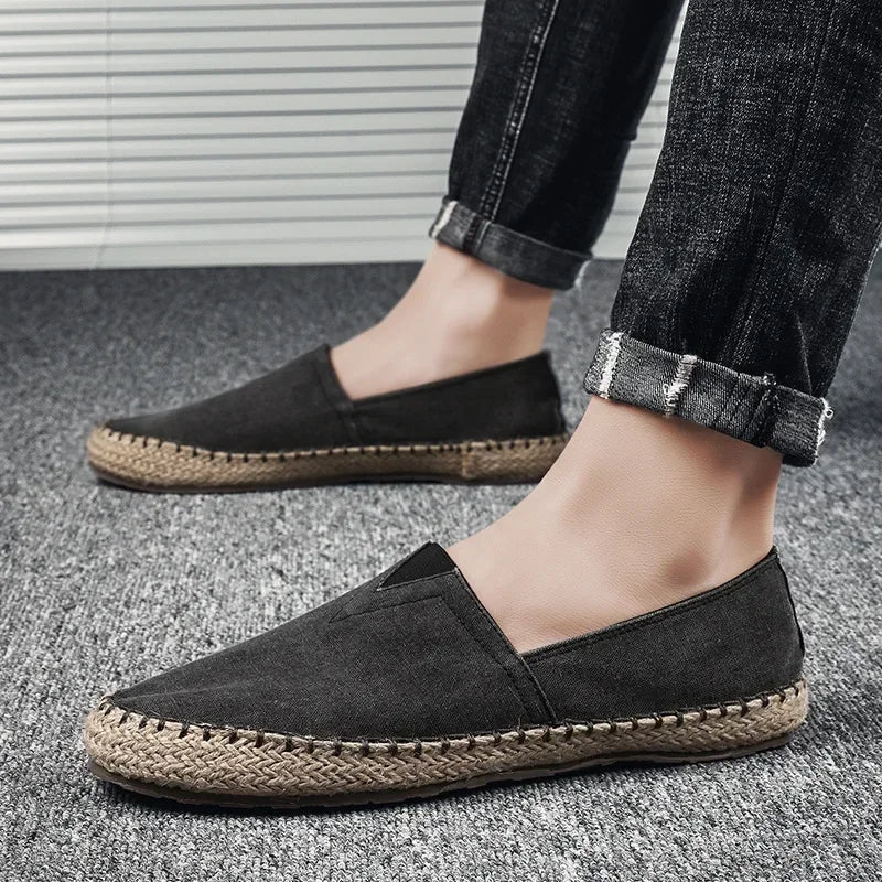 Men's Flat Shoes Hemp Flats for Men Male Loafers Shoes