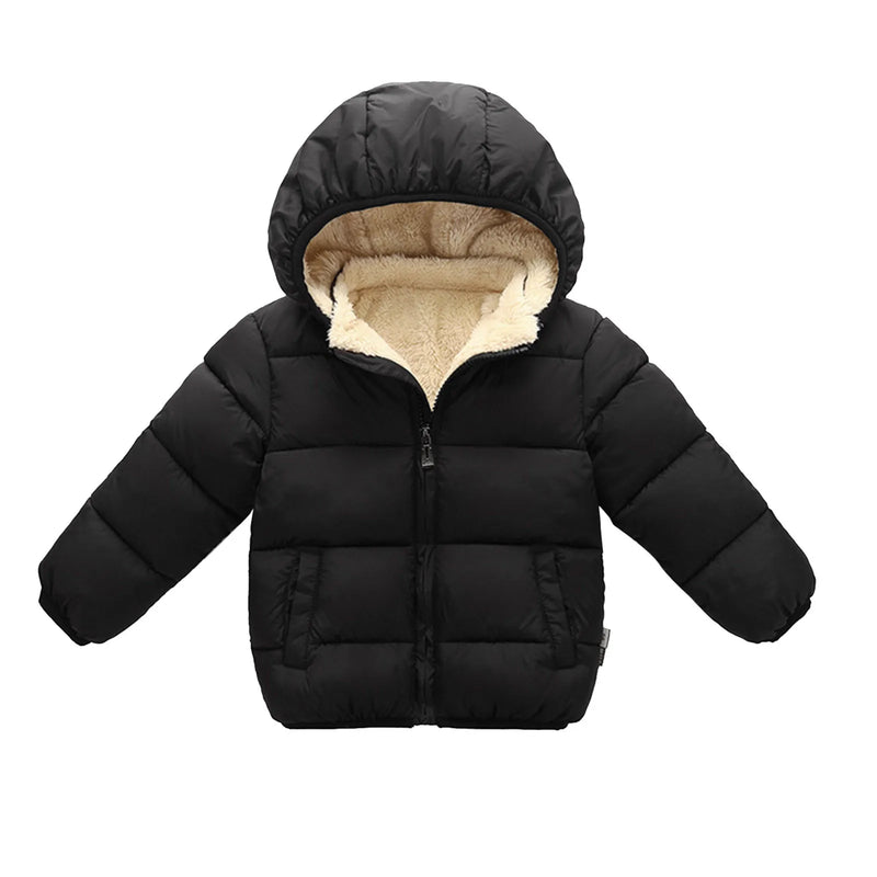 Boys Jacket With Hood Kids Child Toddler Infant Baby Boys Girls Solid Winter Hooded Coat Jacket Thick Warm Outerwear Clothes