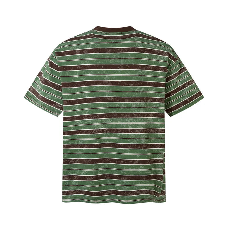 Men Striped T Shirt Loose Short Sleeve Tshirt Oversized Tops Tees