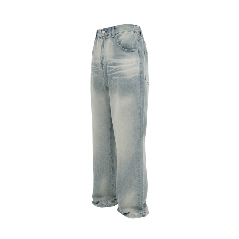 Lightning Blue Jeans Pantalones Straight Vintage Denim Trousers