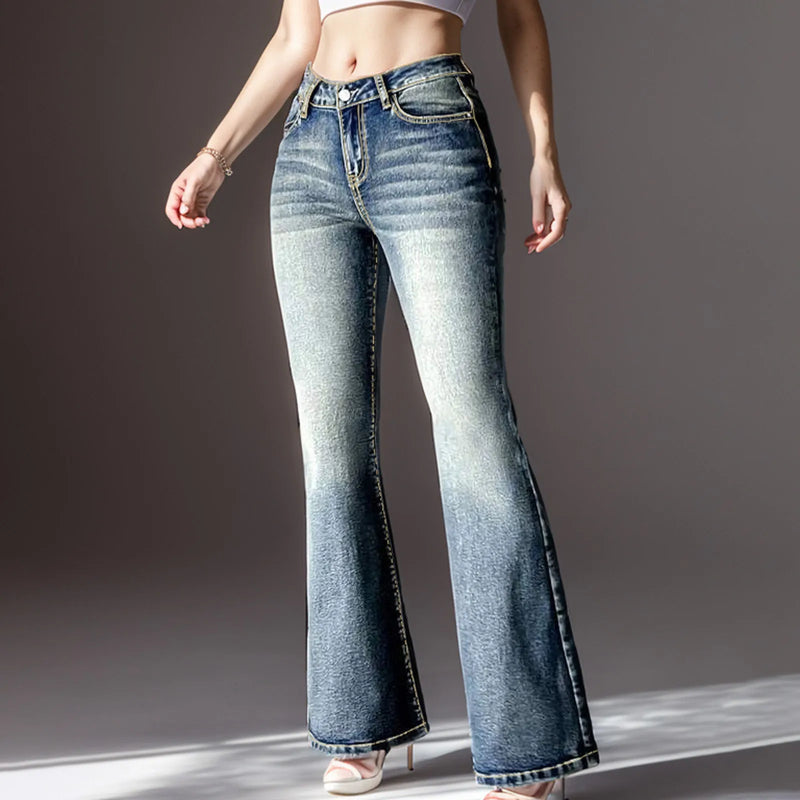 Flare Jeans Women Skinny High Waist Denim Pants Denim Trousers Retro