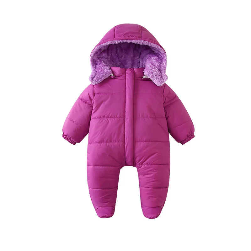 Autumn Winter Baby Girl Hooded Coat Thickened Jumpsuit Newborn Warm Rompers