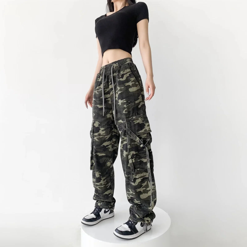 Camouflage Cargo Pants Women Pants Camouflage Trousers Baggy Pants Woman Wide Leg Pant