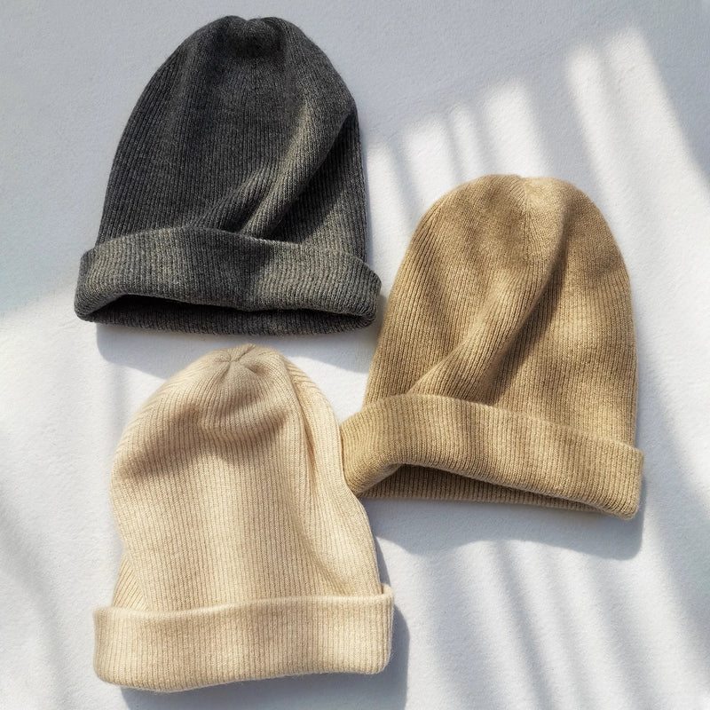 Cashmere knitted hat  Autumn Winter casual  seamless double-layer thickened  pure cashmere hat