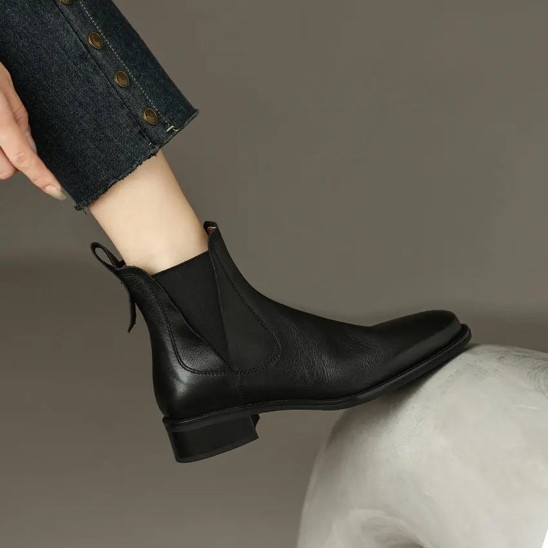 Women Ankle Boots Genuine Leather Short Boots Autumn Winter Shoes Woman