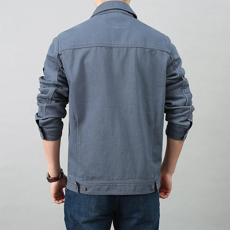 Men Spring Autumn Top Casual Cotton Denim Jacket Trend Lapel Jacket  Bomber Tactical Jackets