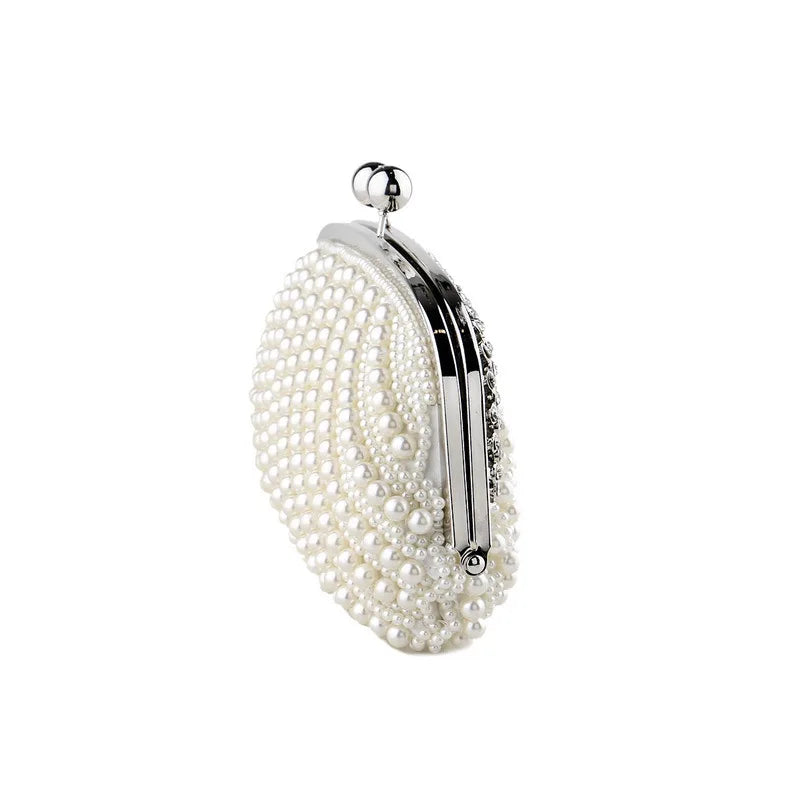 White Romantic Clutch Evening Bags Women Ladies Clutch Bags Pearl Beading