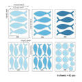 42pcs/set Blue Fish Vinyl Wallsticker DIY Stickers Ocean Fish Scene Nursery Decoration Art