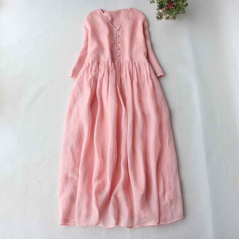 Women Embroidery Casual Dress Holiday Long Dress Ladies Clothes