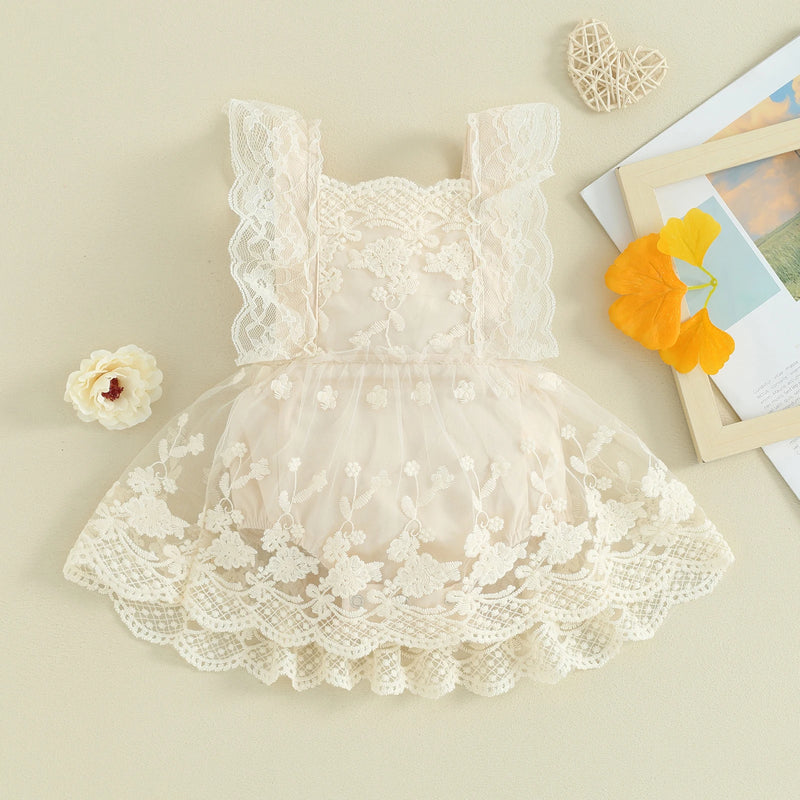 Baby Girl Romper Princess Lace Tulle Ruffle Jumpsuit Playsuit Sunsuit Birthday Clothing Summer