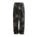 Plaid Elastic Waist Men Jeans Autumn Winter Contrast Color Casual Male Trousers