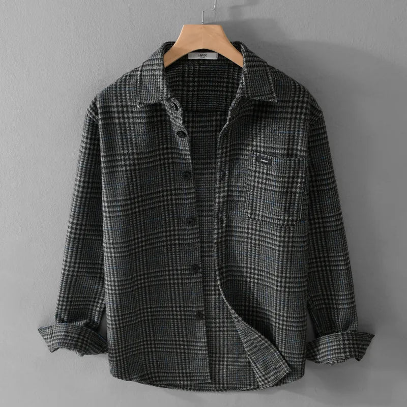 Autumn Winter Shirt Men Loose Workwear Thickened Warm Male Tops Casual Plaid Shirt Vintage Clothes