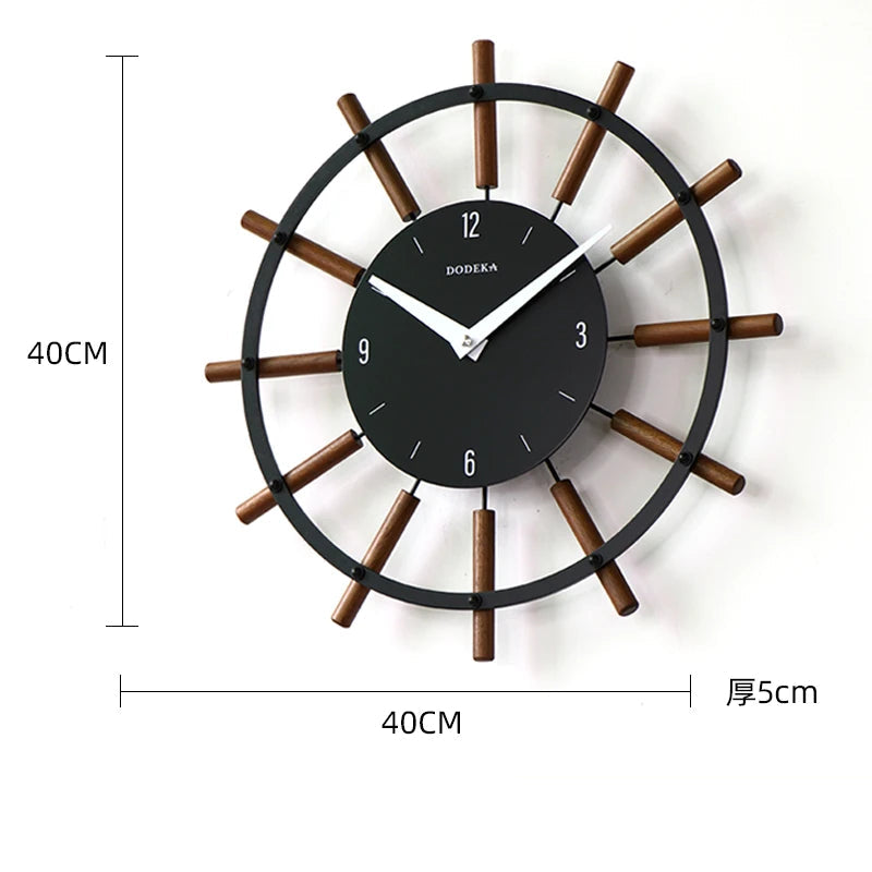 Nordic living room clock solid wood wall clock simple modern art decorative clock hanging wall