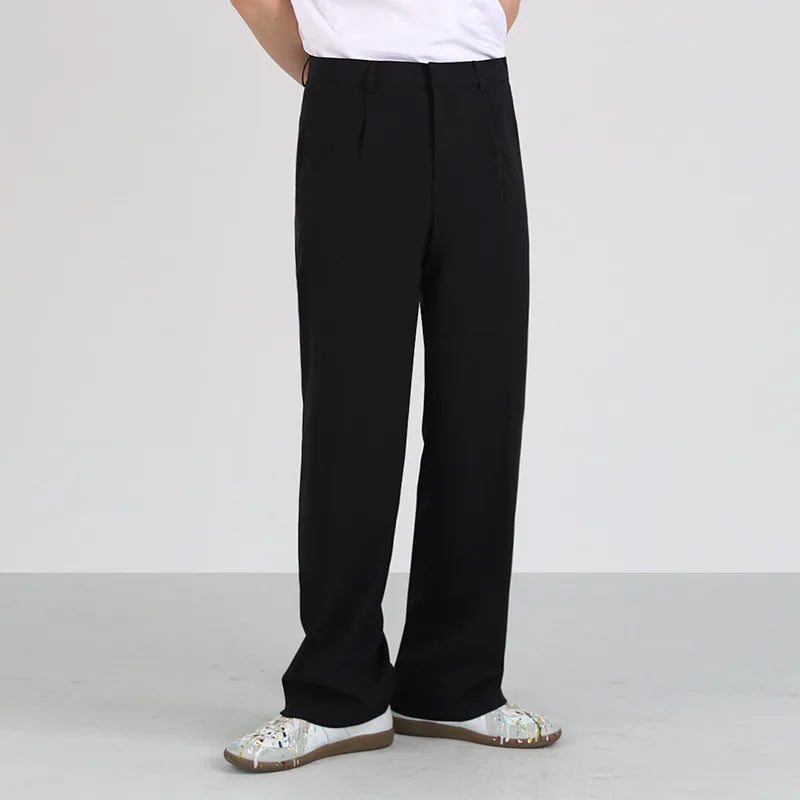 Summer Thin Oversize Suit Pants Men Casual Solid Trousers Male Loose Simple Straight Pants