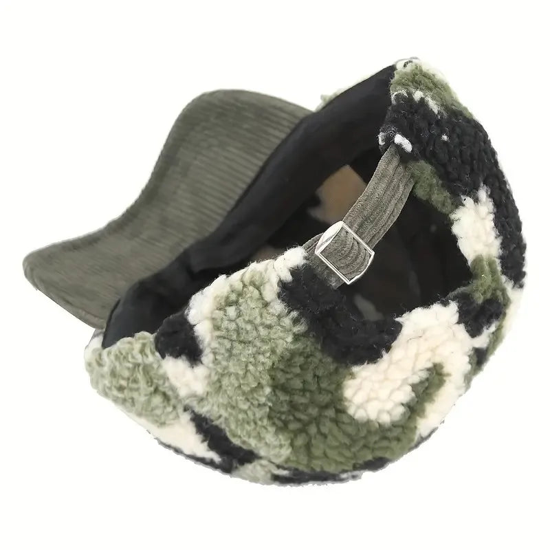 Corduroy Camouflage Feather Baseball Cap With Trendy Pattern For Outdoor