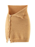 Sweet Women Khaki Sexy Button Knitted Skirt Summer Ladies Spice Female Slim Solid Skirt Bottoms