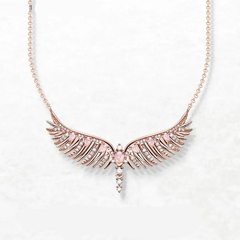 Jewelry Set Necklace and Braelet Rose Gold Phoenix Wing Fine Jewelry 925 Sterling Silver Trendy Gift For Women