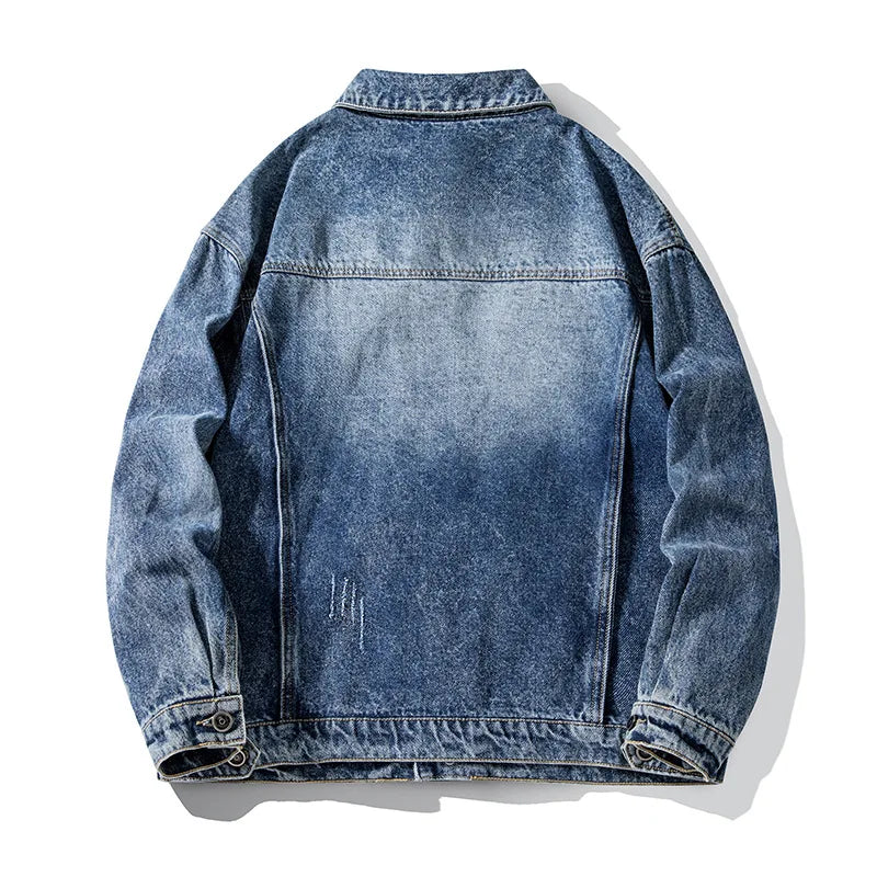 Men's Denim Jacket Casual Solid Multi-pockets Jackets Streetwear Jeans Male Coats Spring Autumn