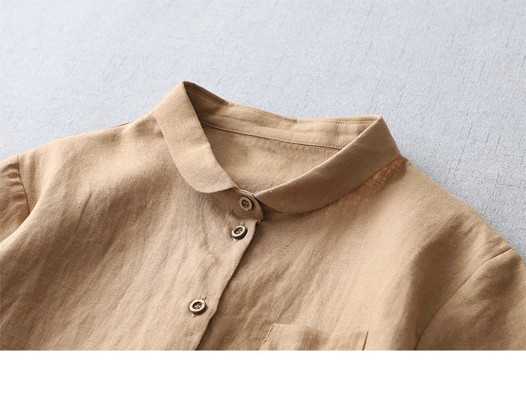 Linen Loose Blouse Women Shirts Casual Top Casual Summer Blouses