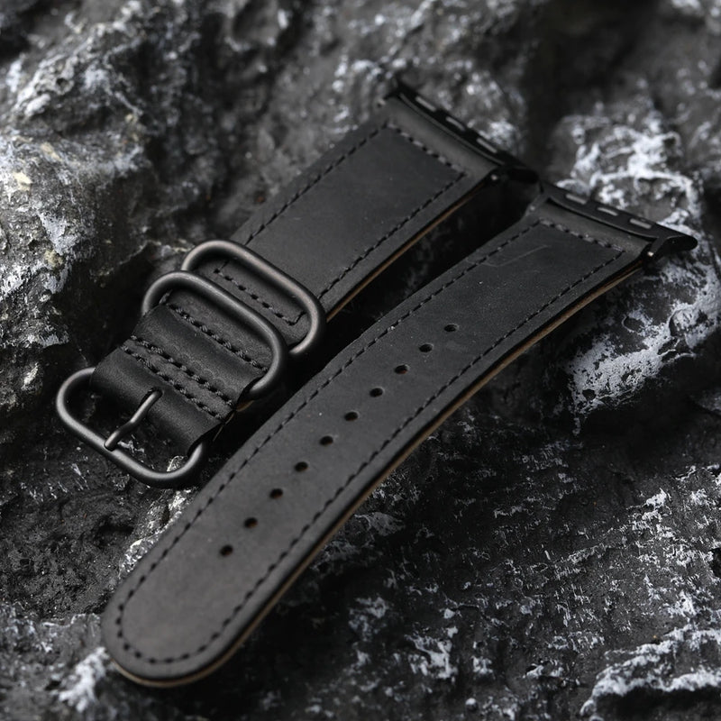 Handmade Retro Watchband For Apple Watch Leather Strap Men