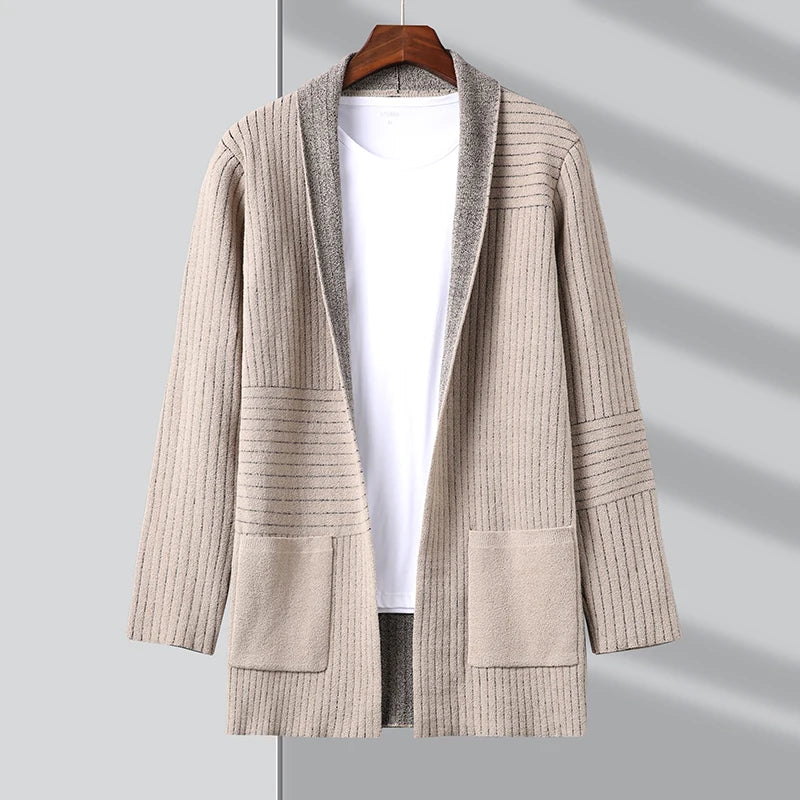 Mens Long Cardigan Retro Sweater autumn winter knit Street Wear Casual Coats