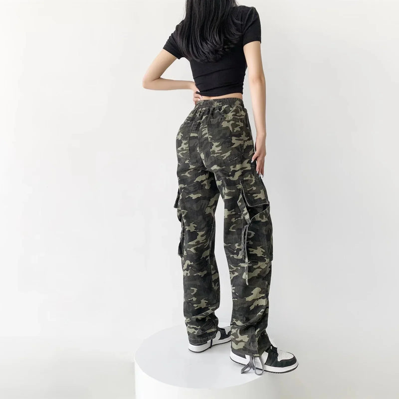 Camouflage Cargo Pants Women Pants Camouflage Trousers Baggy Pants Woman Wide Leg Pant