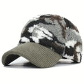 Corduroy Camouflage Feather Baseball Cap With Trendy Pattern For Outdoor