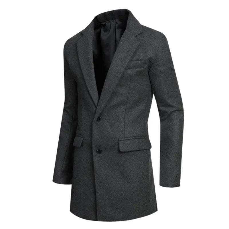 Men Woolen Coat Thickened Overcoat Autumn Winter Wool Blends Jacket Male Coat