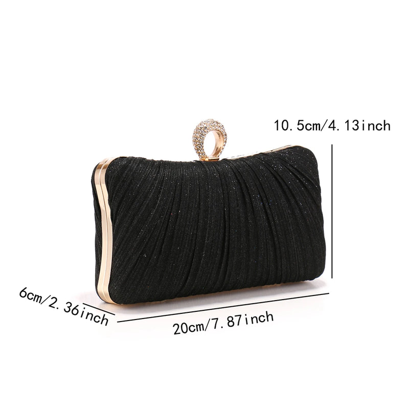 Evening Bags Finger Ring Diamonds Clutch Prom Dinner Handbags With Chain Purse