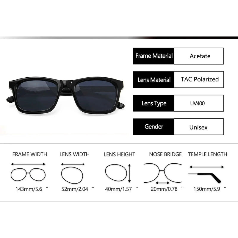 Square Acetate Frame Sunglasses Men Polarized Sun Glasses For Women Designer Eyewear Uv400 Shades