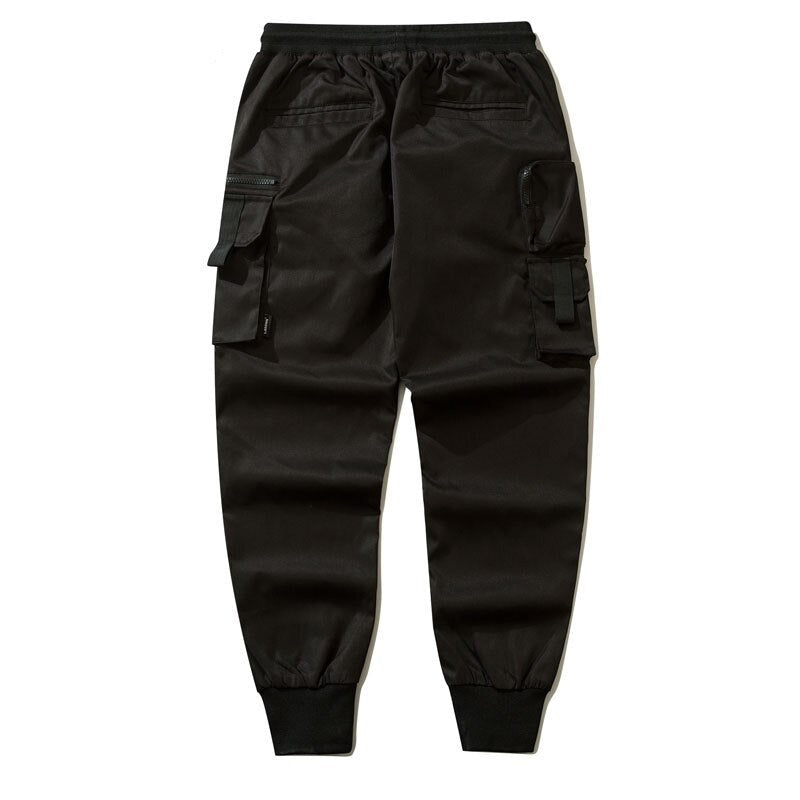 Men Cargo Harem Pants Hip Hop Side Multi-Pockets Casual Joggers Pants Streetwear Loose Baggy Trousers