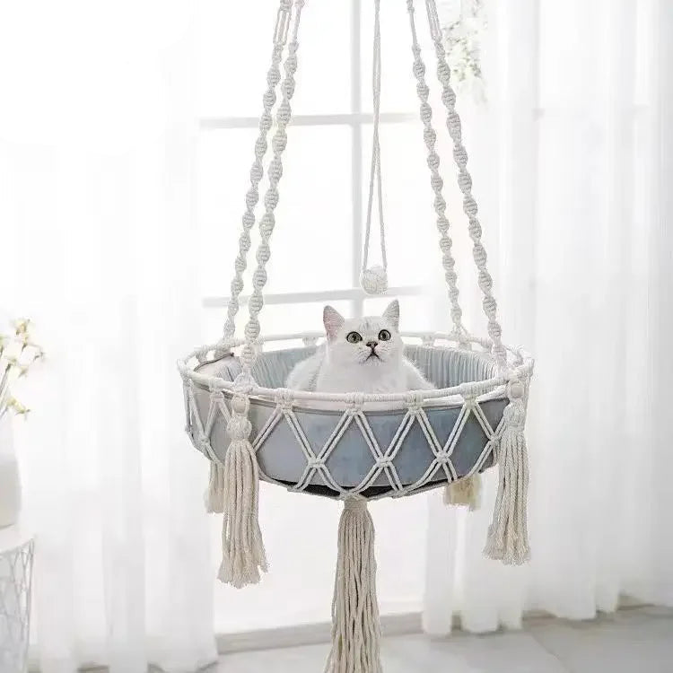 Pet Cat Hammock Swing Bed Bohemian Handwoven Tapestry Macrame For Home Bedroom Decoration Wall Hanging