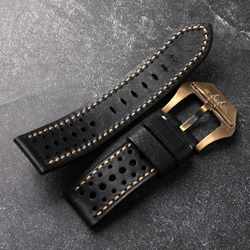 Handmade Leather Watchband Breathable Style Thickened Style Men's Bracelet Vintage Style