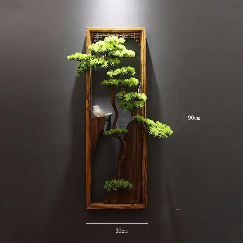 Wooden Frame Pendant Teahouse Living Room Background Wall Decoration Rectangle Simulation Decoration