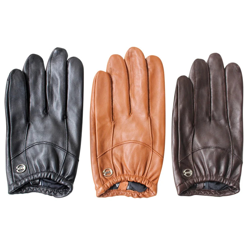 Leather Gloves Men Fall Male Sports Riding Thin Short Mittens Winter