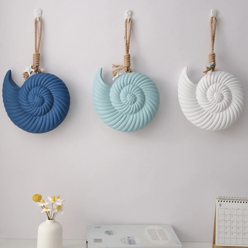 Mediterranean Style Wall Decoration Creativity Wooden Hippocampal Conch Wall Decor Pendant