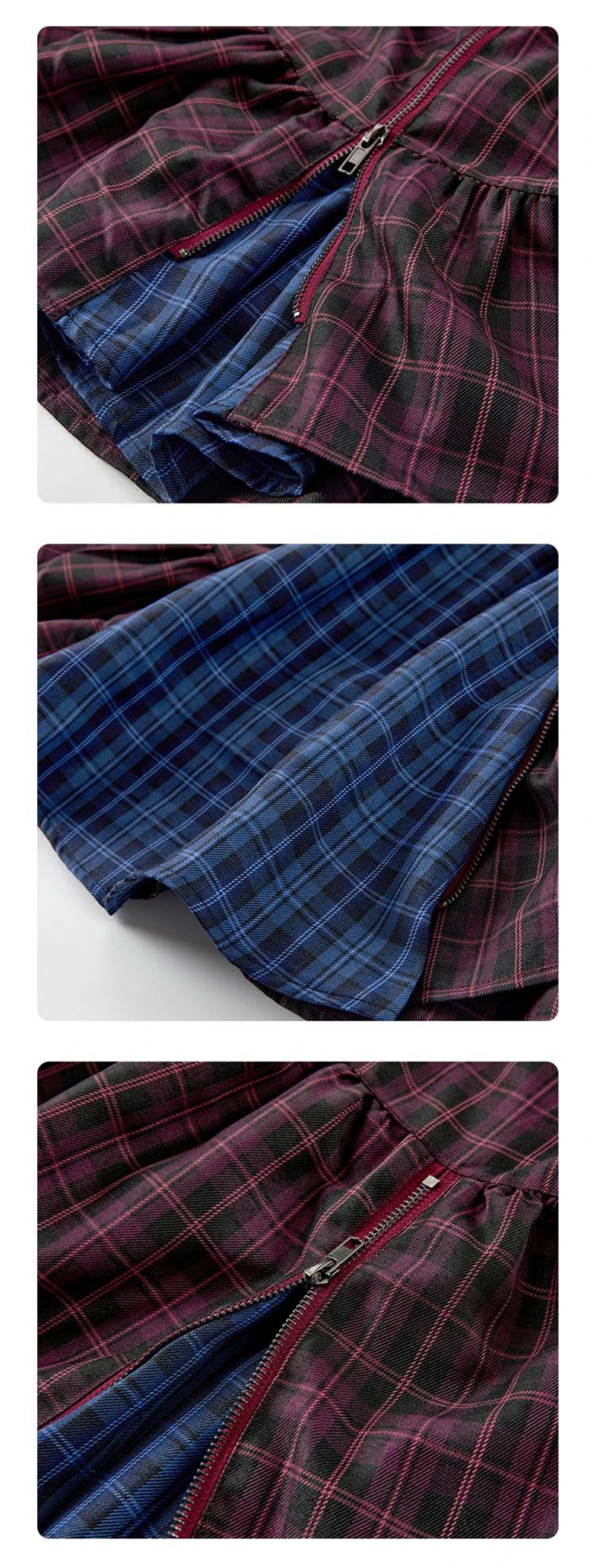 Classical Plaid Skirts Women Preppy Casual Vintage Low Waist Zipper A-Line Skirts High Street